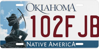 OK license plate 102FJB