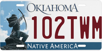 OK license plate 102TWM