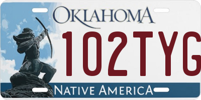 OK license plate 102TYG