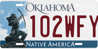 OK license plate 102WFY