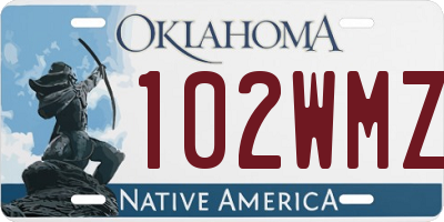 OK license plate 102WMZ