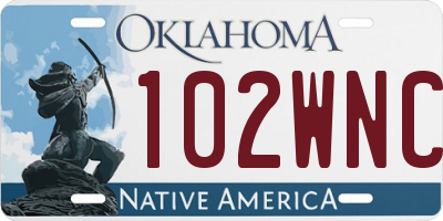 OK license plate 102WNC