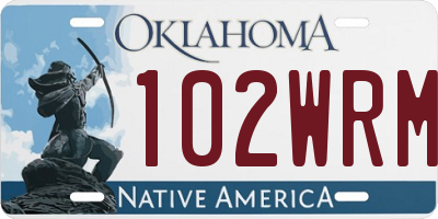 OK license plate 102WRM