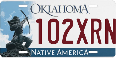 OK license plate 102XRN