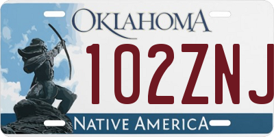 OK license plate 102ZNJ