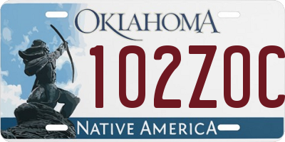 OK license plate 102ZOC
