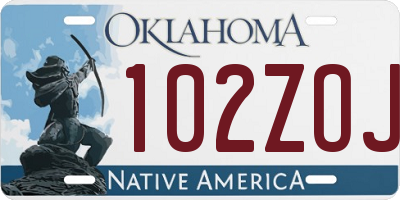 OK license plate 102ZOJ