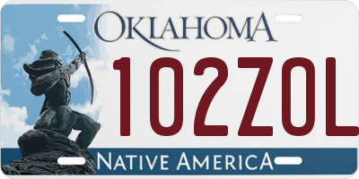 OK license plate 102ZOL