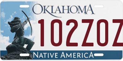 OK license plate 102ZOZ