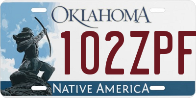 OK license plate 102ZPF
