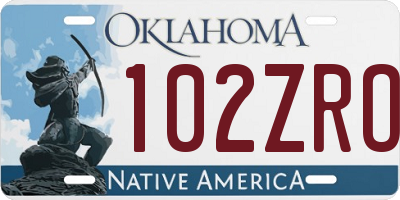 OK license plate 102ZRO