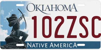 OK license plate 102ZSC