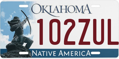 OK license plate 102ZUL