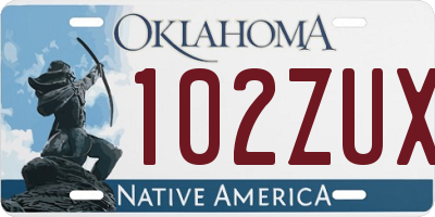 OK license plate 102ZUX