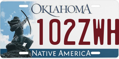 OK license plate 102ZWH