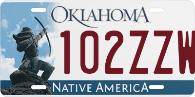 OK license plate 102ZZW