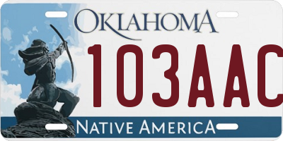 OK license plate 103AAC