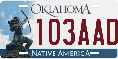 OK license plate 103AAD