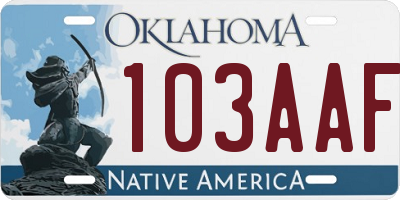 OK license plate 103AAF