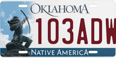 OK license plate 103ADW