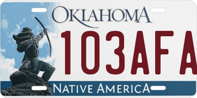 OK license plate 103AFA