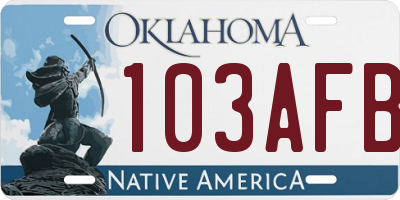 OK license plate 103AFB