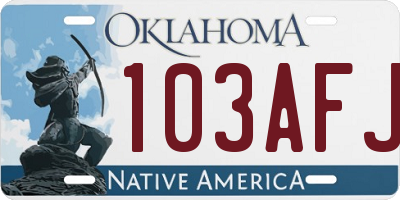 OK license plate 103AFJ