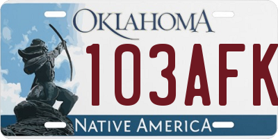 OK license plate 103AFK