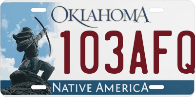 OK license plate 103AFQ