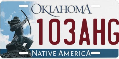 OK license plate 103AHG