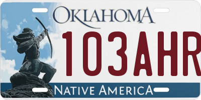 OK license plate 103AHR