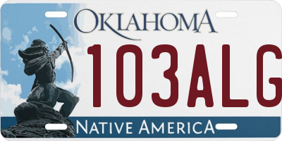 OK license plate 103ALG