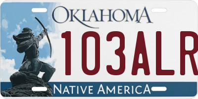 OK license plate 103ALR