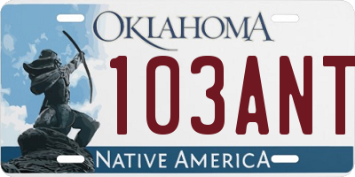 OK license plate 103ANT