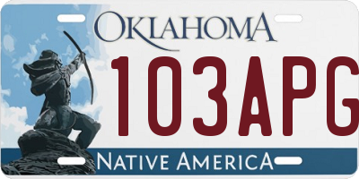 OK license plate 103APG