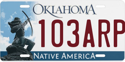 OK license plate 103ARP