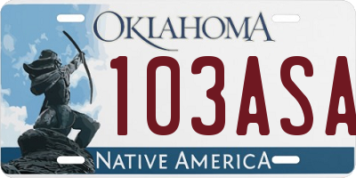 OK license plate 103ASA