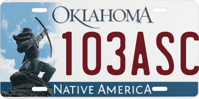 OK license plate 103ASC