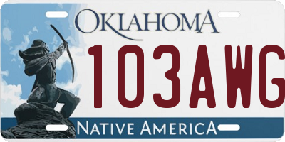 OK license plate 103AWG