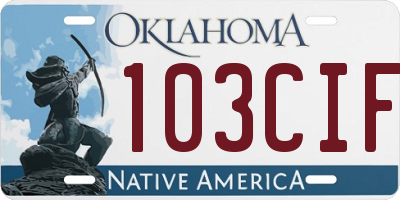OK license plate 103CIF