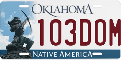 OK license plate 103DOM