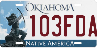 OK license plate 103FDA