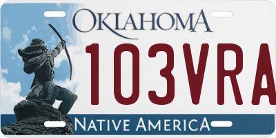 OK license plate 103VRA