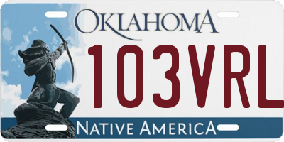 OK license plate 103VRL