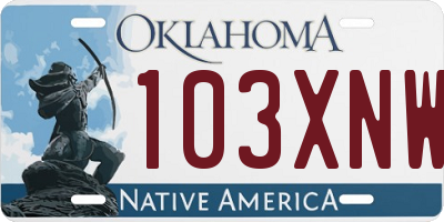 OK license plate 103XNW