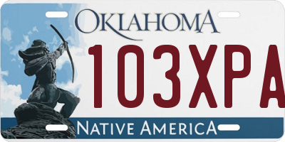 OK license plate 103XPA