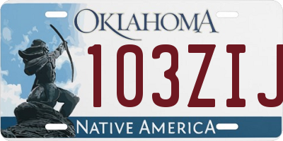 OK license plate 103ZIJ