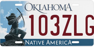 OK license plate 103ZLG