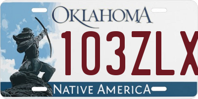 OK license plate 103ZLX