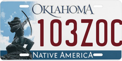 OK license plate 103ZOC